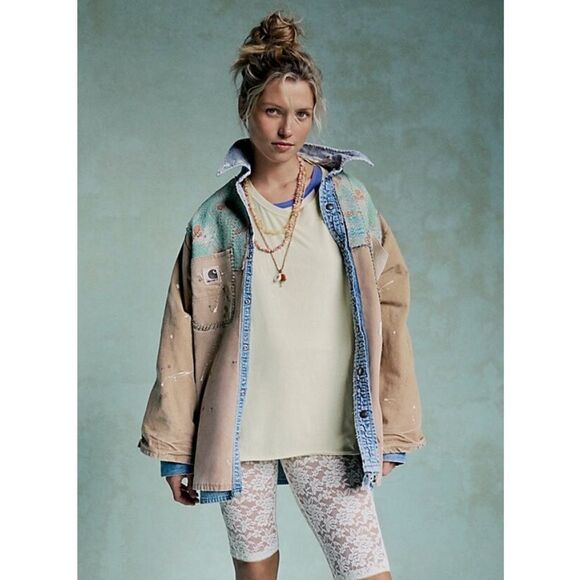Free People Tricia Fix Carhartt Mixed Jacket - Picture 2 of 8